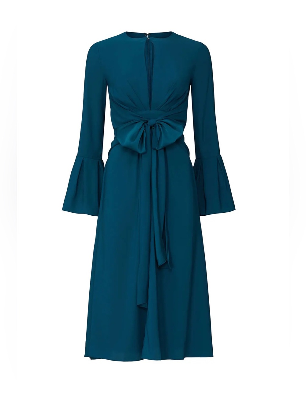 Tome Teal Tie Waist Keyhole Dress